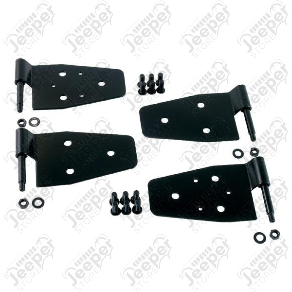Door Hinge Kit, Black; 87-06 Jeep Wrangler TJ