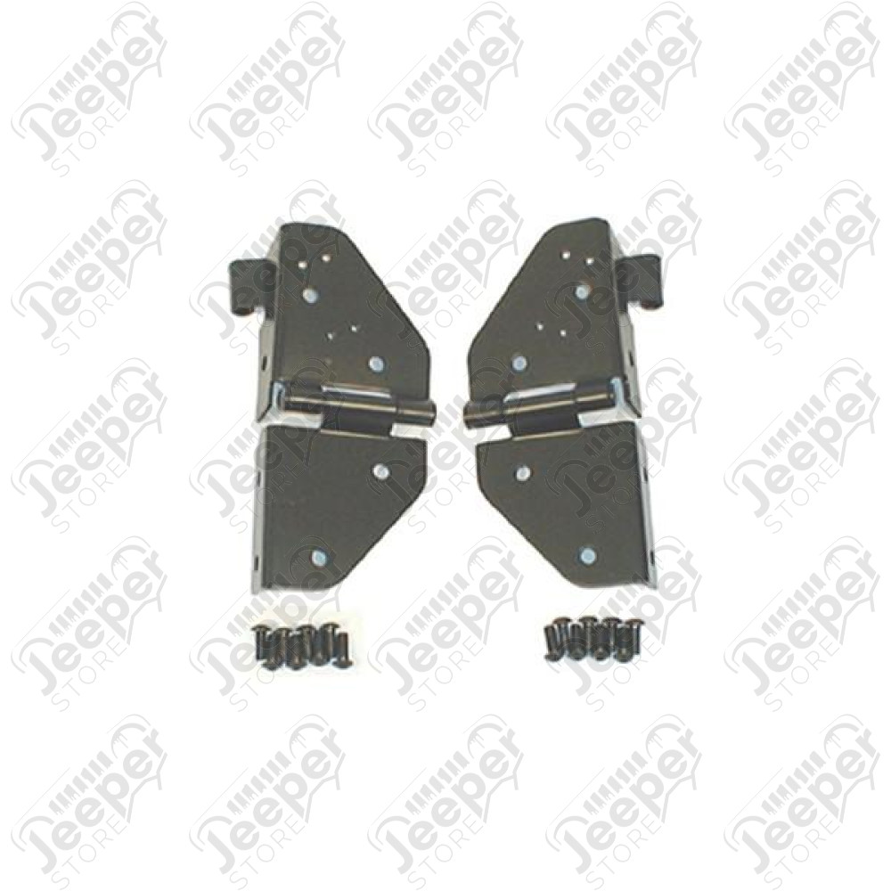 Windshield Hinge Kit, Black; 76-86 Jeep CJ/87-95 Jeep Wrangler YJ