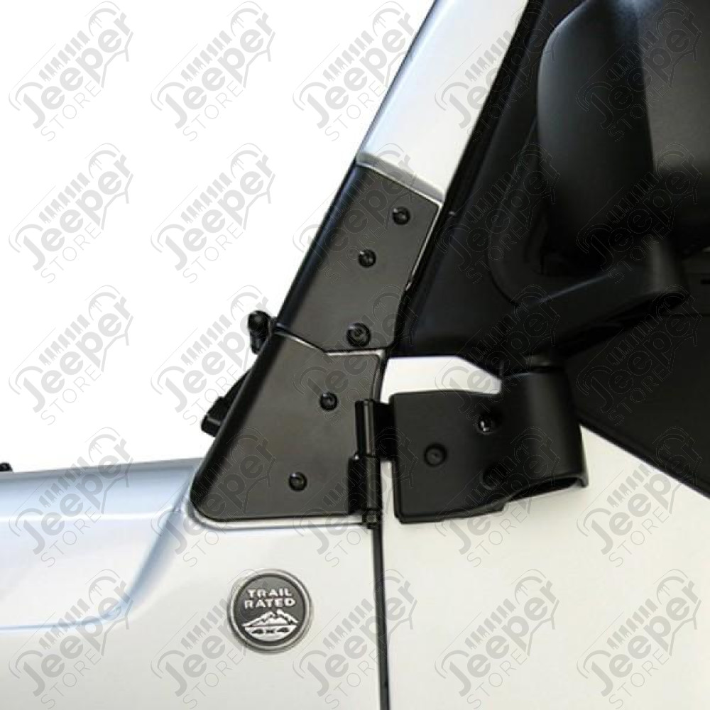 Windshield Hinge Kit, Black; 97-06 Jeep Wrangler TJ