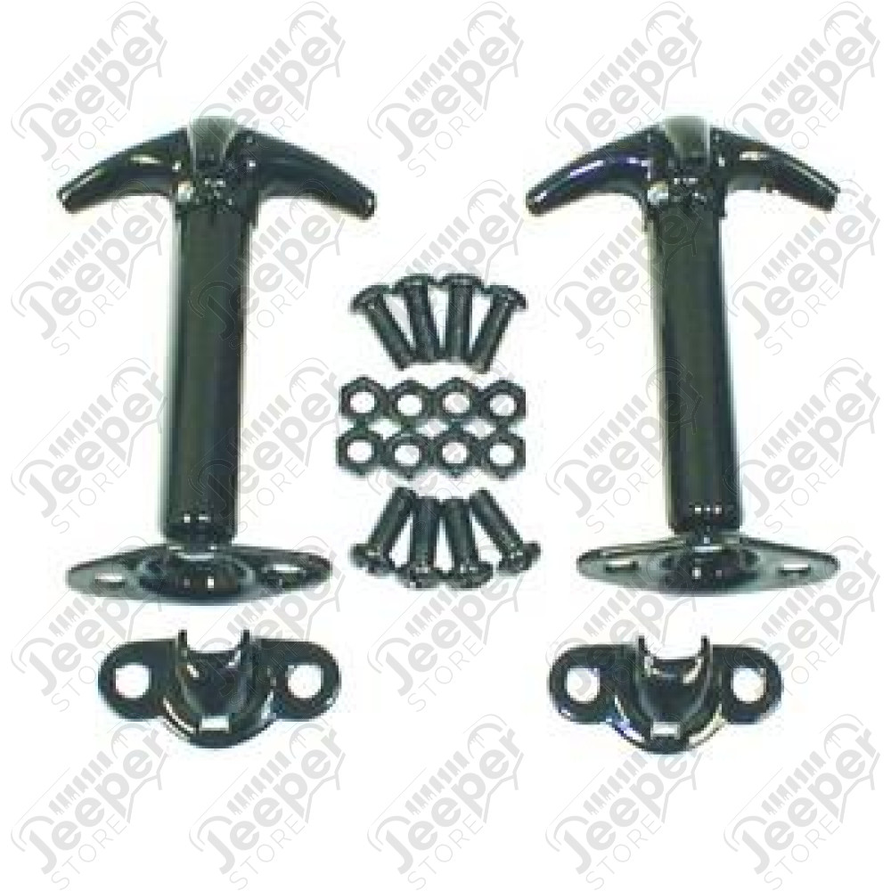 Hood Catch Kit, Black 41-95 Jeep CJ/Wrangler YJ
