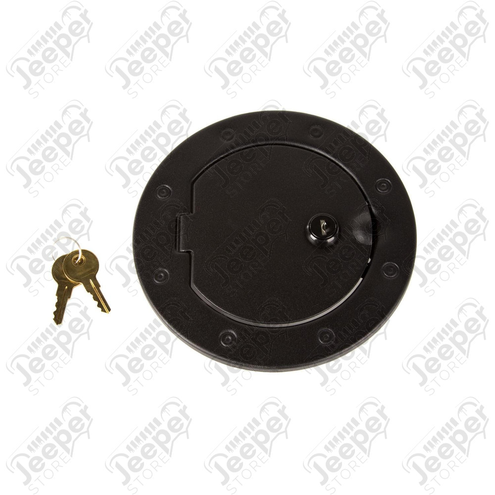 Gas Cap Door, Locking, Textured Black; 07-18 Jeep Wrangler JK/JKU