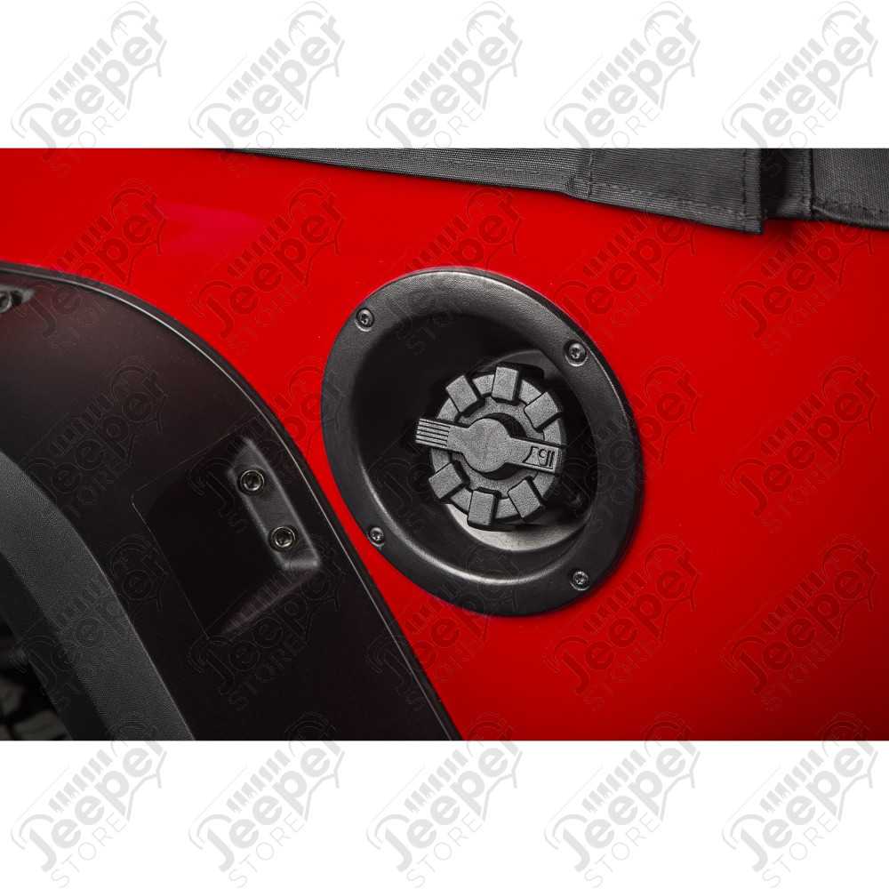 Elite Fuel Cap, Black, Aluminum 01-18 Jeep Wrangler TJ/LJ/JK