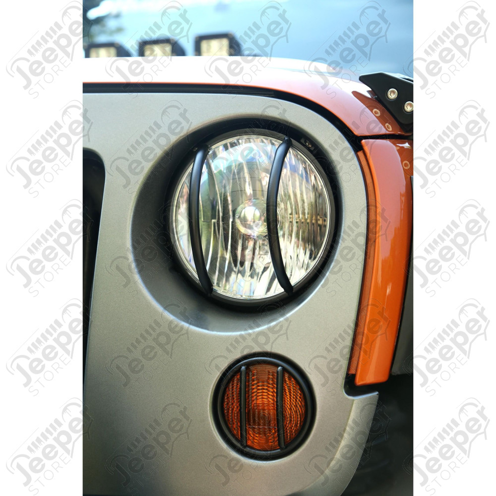 Euro Guard Kit, Headlight, Textured Black 07-18 Jeep Wrangler JK