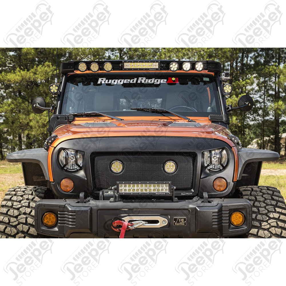 Elite Euro Guard Kit, Headlight, Textured Black 07-18 Wrangler JK/JKU