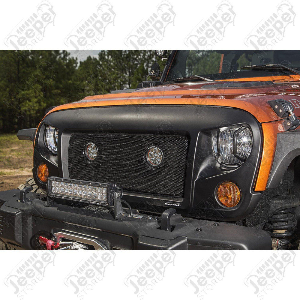 Elite Euro Guard Kit, Headlight, Textured Black 07-18 Wrangler JK/JKU