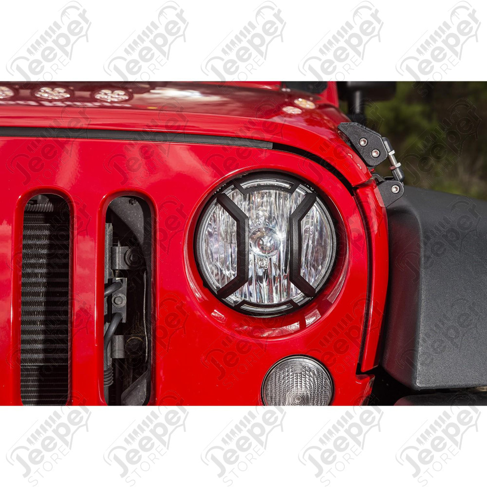 Elite Euro Guard Kit, Headlight, Textured Black 07-18 Wrangler JK/JKU
