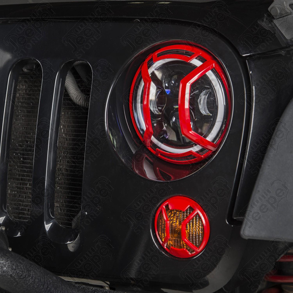 Elite Euro Guard Kit, Headlight, Red 07-18 Jeep Wrangler JK/JKU