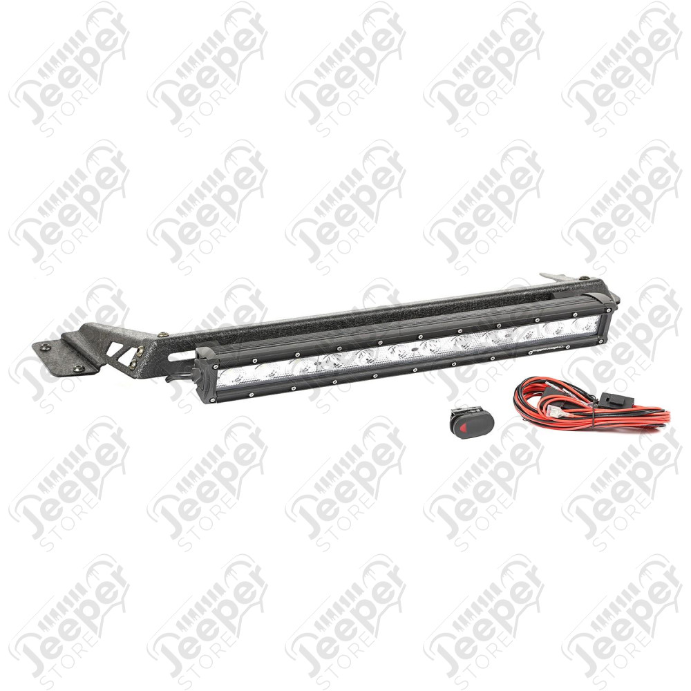 Light Bar Kit, Hood Mounted, 20 Inch LED Light Bar; 97-06 Wrangler TJ