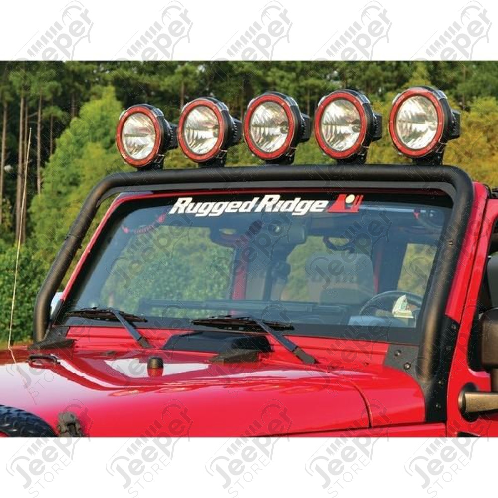 Light Bar, Windshield Mounted, Textured Black; 07-18 Wrangler JK