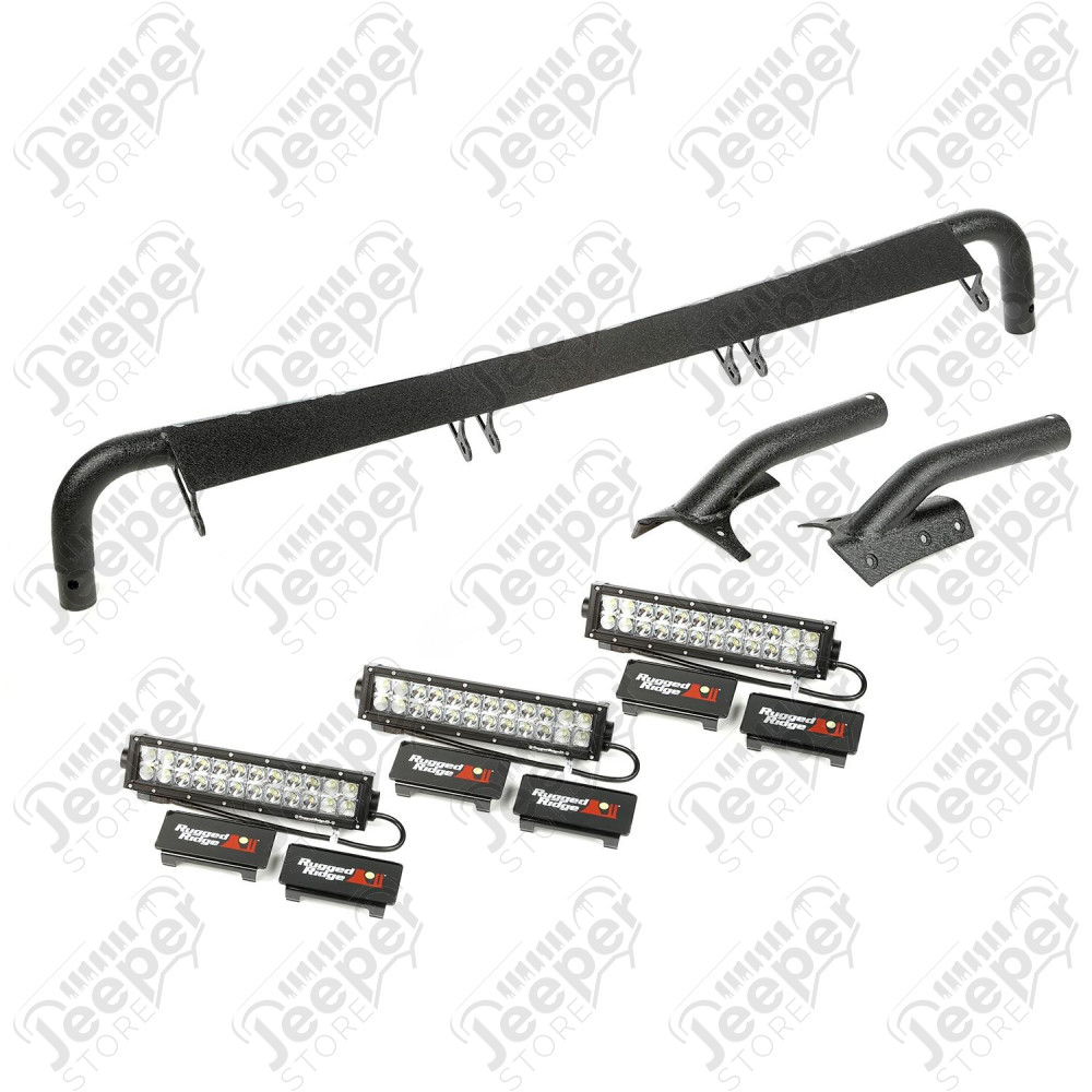 Light Bar Kit, Windshield Mounted, 13.5 Inch Combo; 97-06 Wrangler TJ