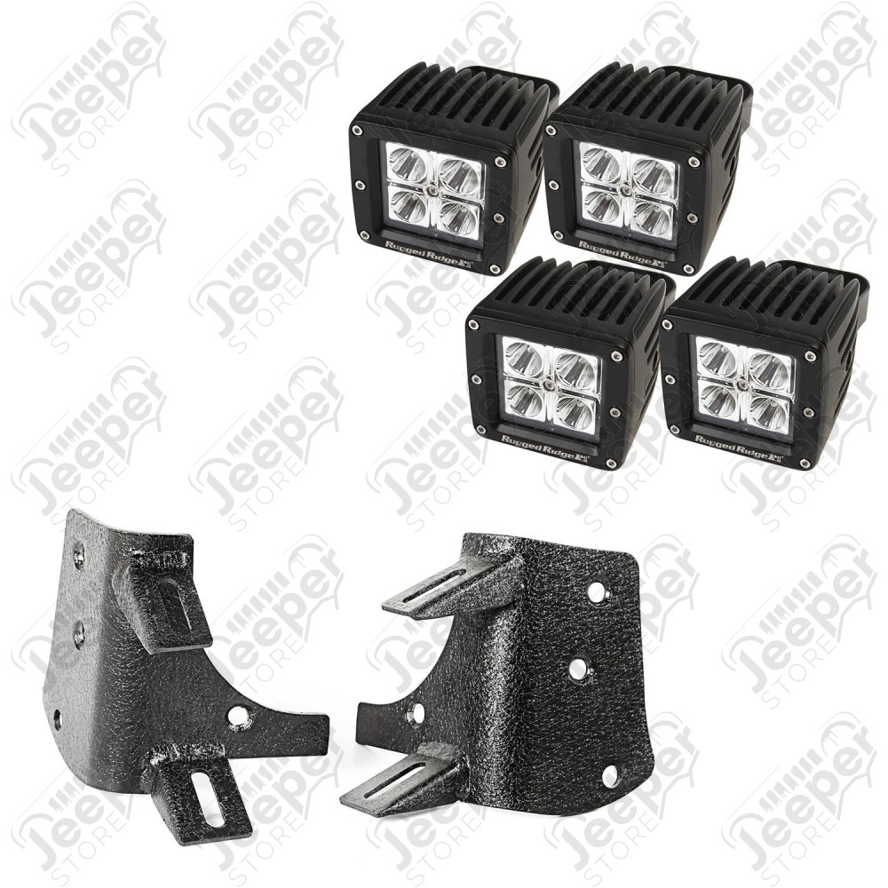 Light Kit, Dual A-Pillar, 3 Inch, Square; 97-06 Jeep Wrangler TJ/LJ