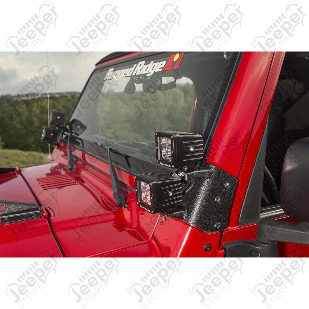Light Kit, Dual A-Pillar, 3 Inch, Square 97-06 Jeep Wrangler TJ/LJ