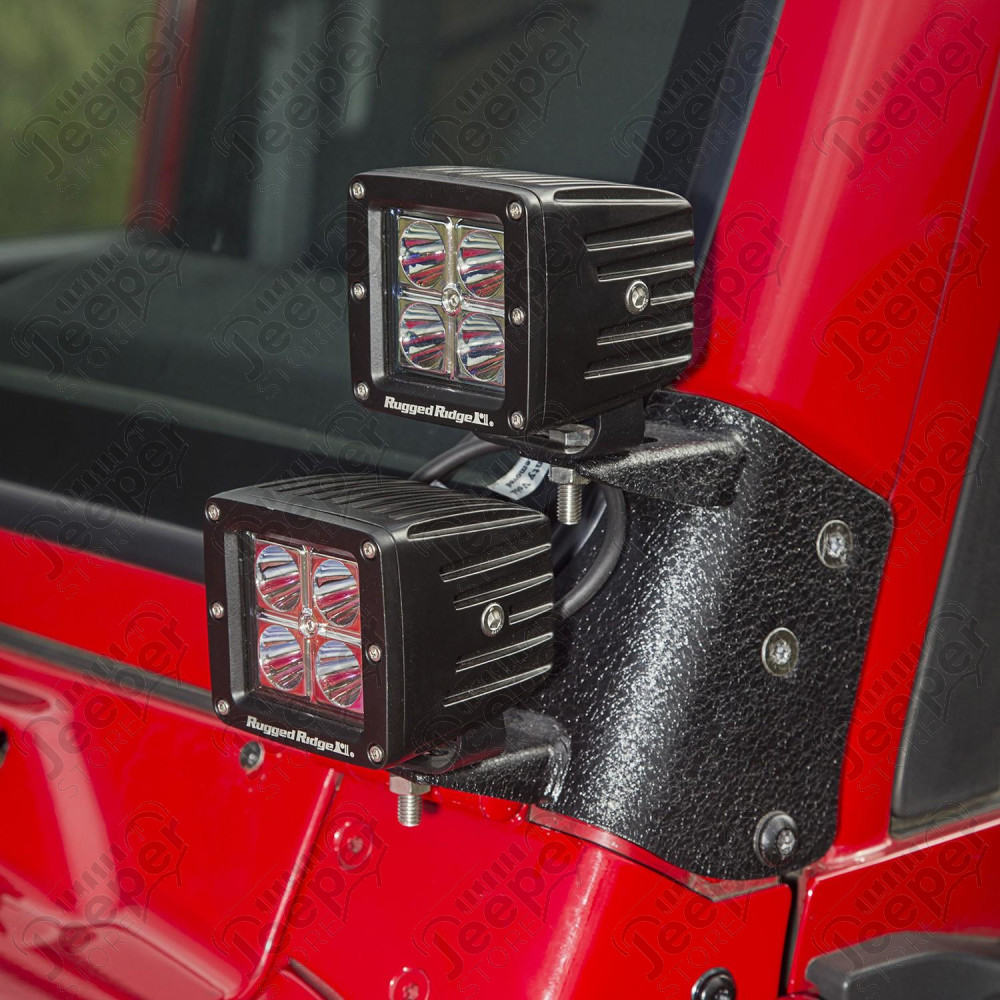 Light Kit, Dual A-Pillar, 3 Inch, Square 97-06 Jeep Wrangler TJ/LJ