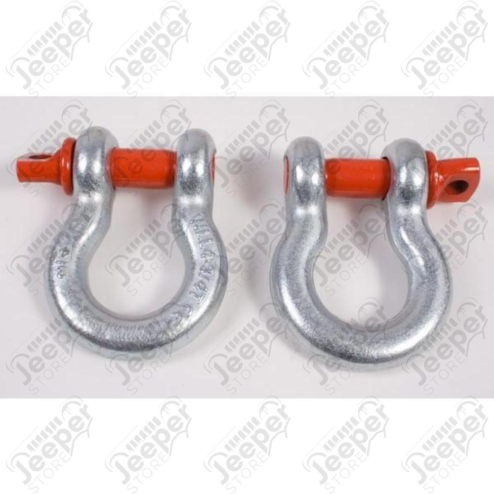 D-Ring Shackle Kit, 3/4 inch, Silver with Red pin, Steel, Pair