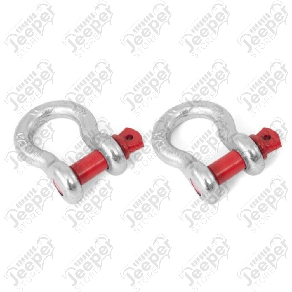 D-Ring Shackle Kit, 5/8 inch, Silver/Red pin, Steel, Pair