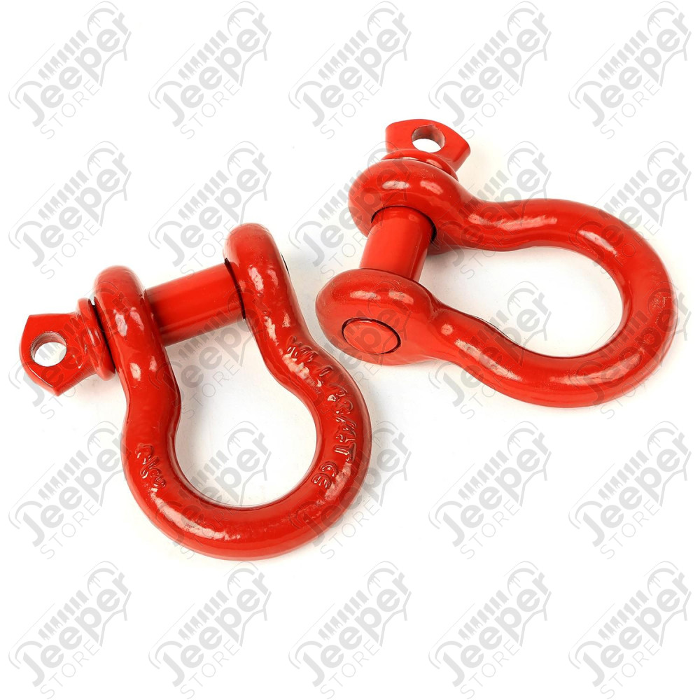 D-Ring Shackle Kit, 3/4 inch, Red, Steel, Pair