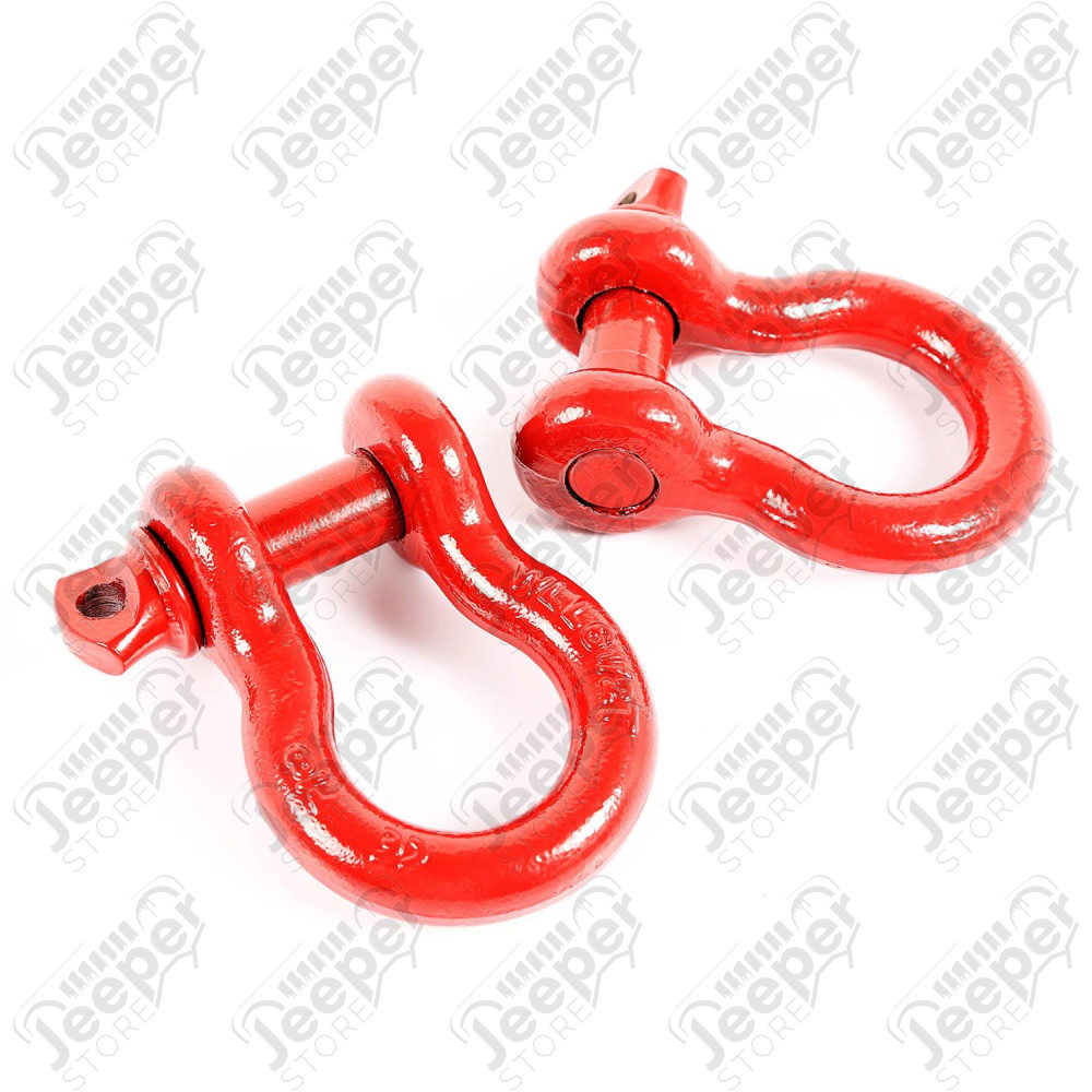 D-Ring Shackle Kit, 7/8 inch, Red, Steel, Pair