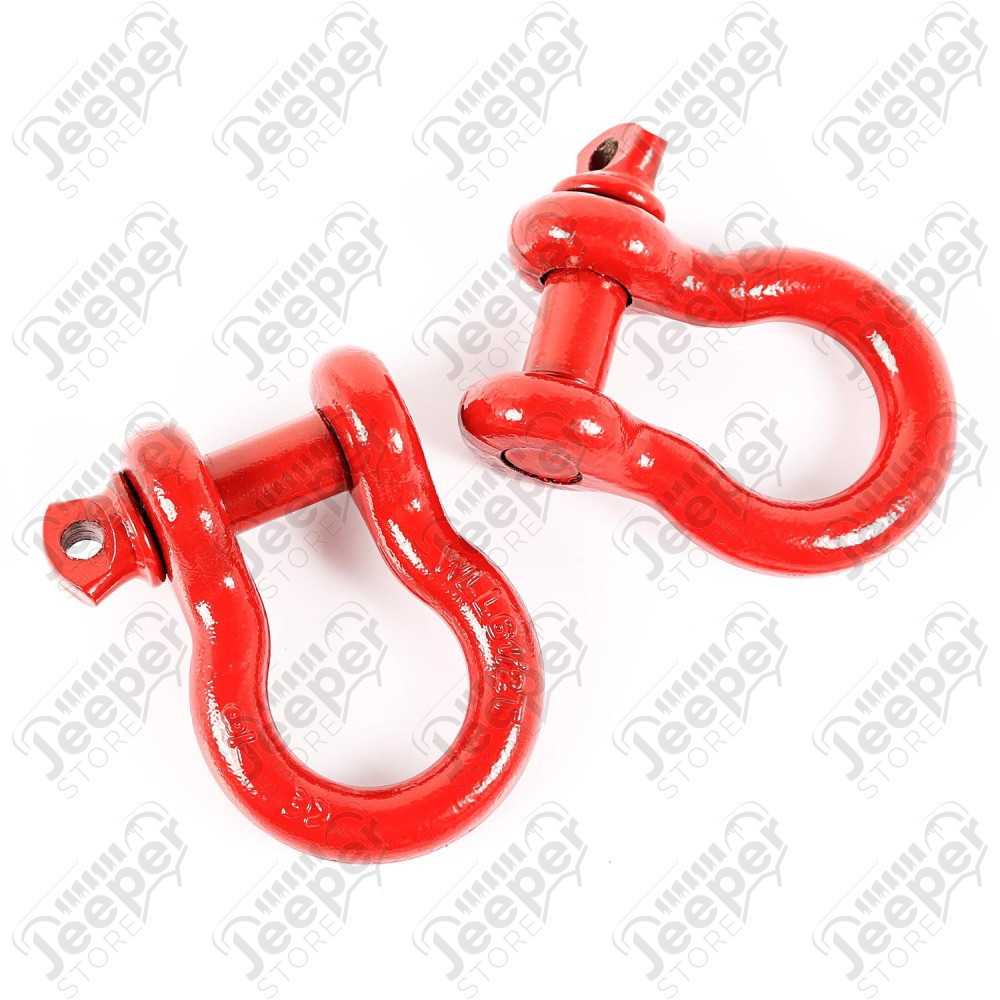 D-Ring Shackle Kit, 7/8 inch, Red, Steel, Pair