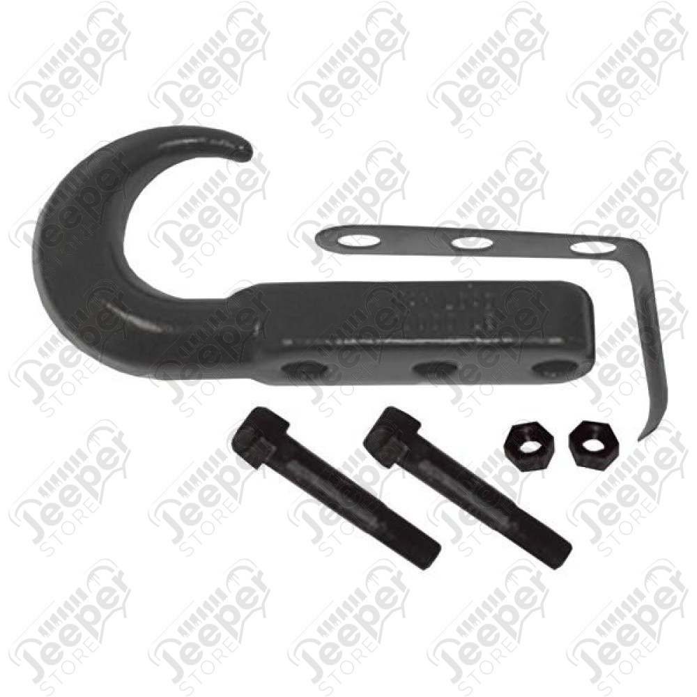 Tow Hook, Front, Black; 42-02 Jeep CJ/Wrangler YJ/TJ