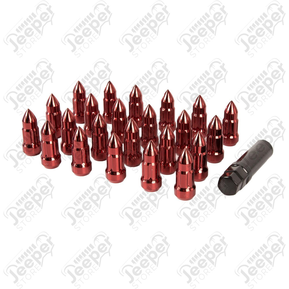 Wheel Lug Nut Kit, Bullet Style, Red, 23pc, 1/2-20