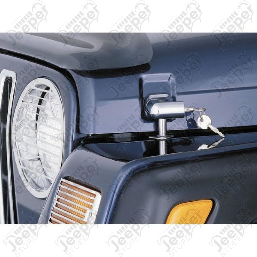 Hood Catch Kit, Locking, Chrome; 97-06 Jeep Wrangler TJ