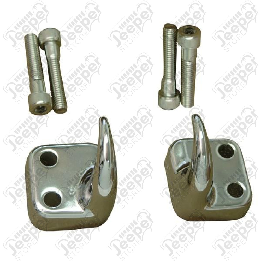 Tow Hook Kit, Front, Chrome; 97-06 Jeep Wrangler TJ