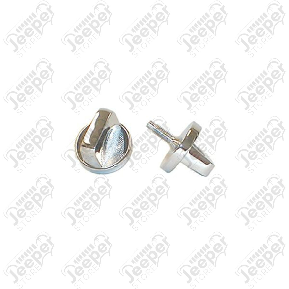 Windshield Knob Kit, Interior, Chrome; 76-86 Jeep CJ
