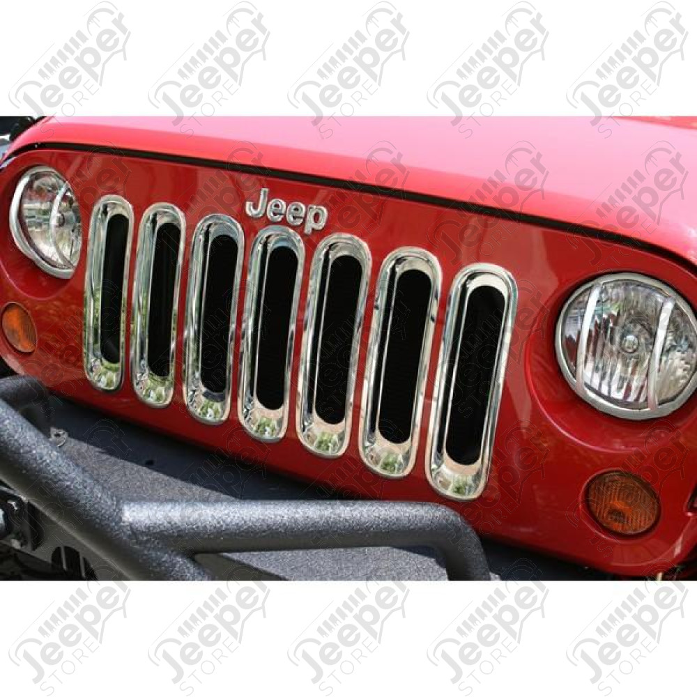 Grille Insert Kit, Chrome; 07-18 Jeep Wrangler JK