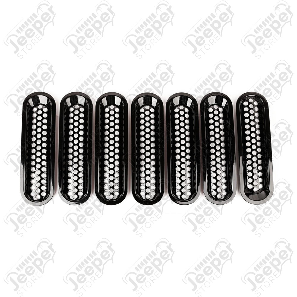 Kit de 7 inserts noir perforés pour calandre d'origine Jeep Wrangler JK
