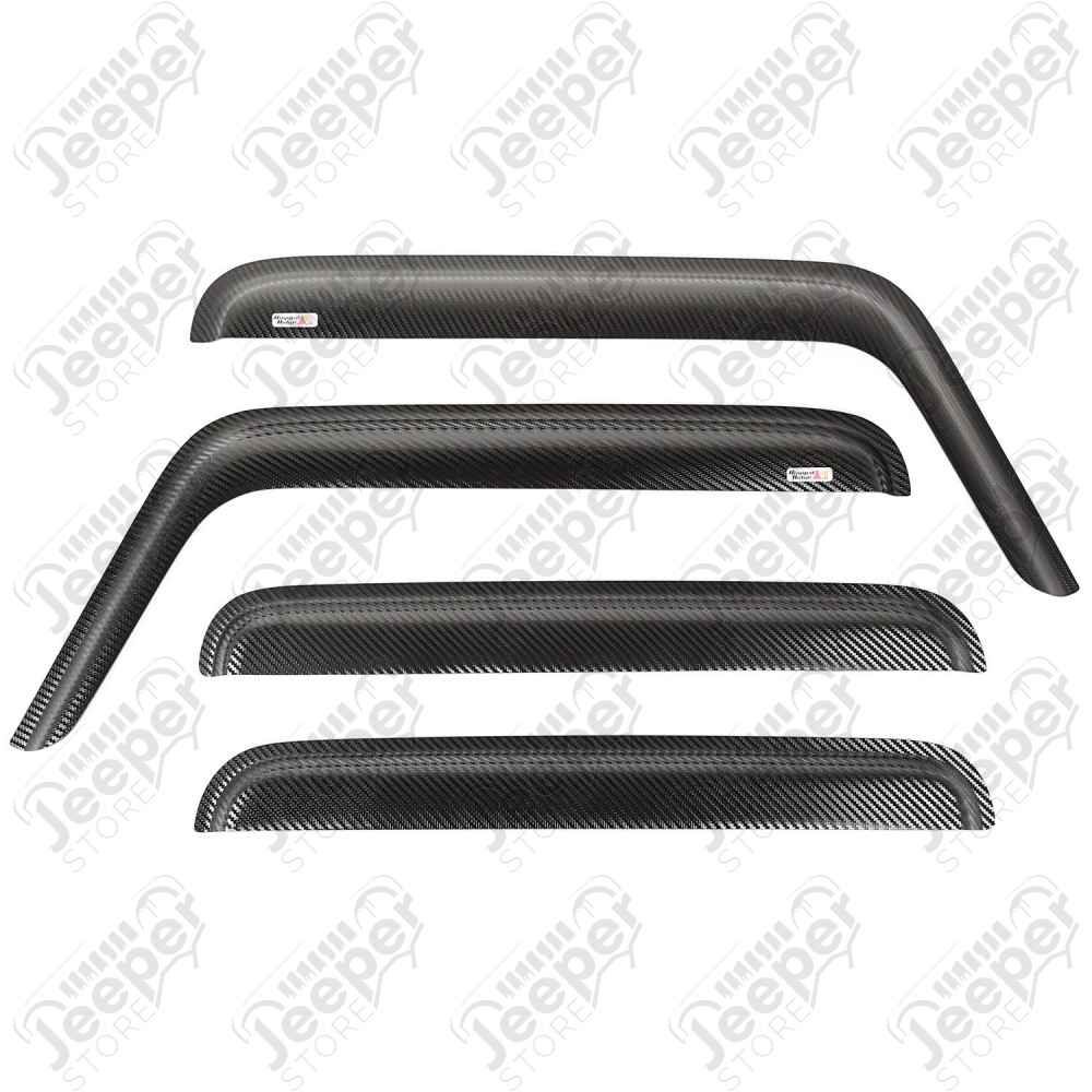 Window Visor Kit, Carbon Fiber Finish; 07-18 Jeep Wrangler JK, 4 Door