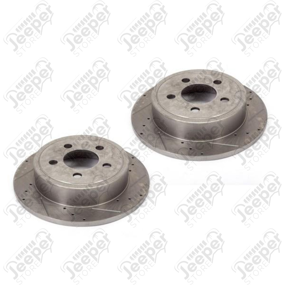 Brake Rotor Kit, Rear, 12 inch, Drilled/Slotted; 07-18 Wrangler JK