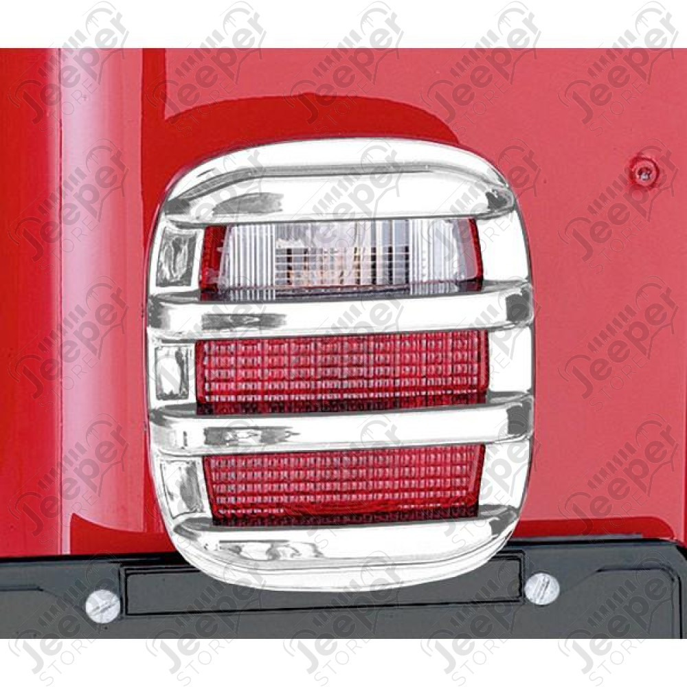 Light Cover Kit, Tail Light, Chrome; 76-06 Jeep CJ/Wrangler YJ/TJ