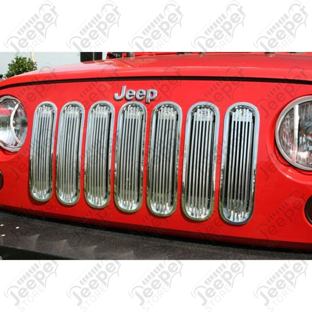 Grille Insert, Billet Style, Polished Aluminum; 07-18 Jeep Wrangler JK