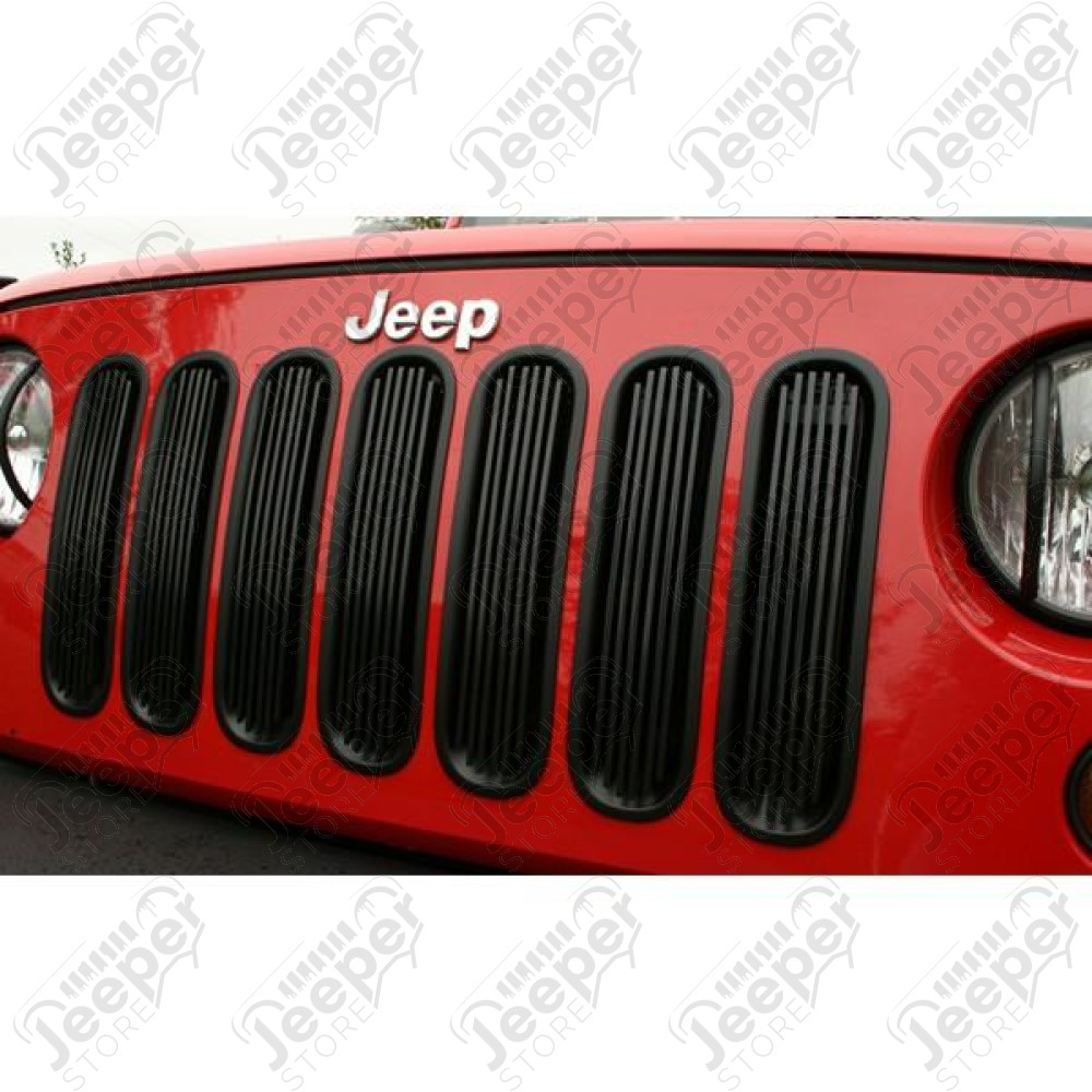 Grille Insert, Billet Style, Black; 07-18 Jeep Wrangler JK