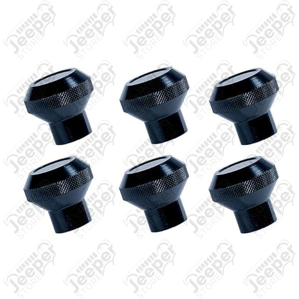 Dash Knob Kit, Billet Aluminum, Black; 76-86 Jeep CJ