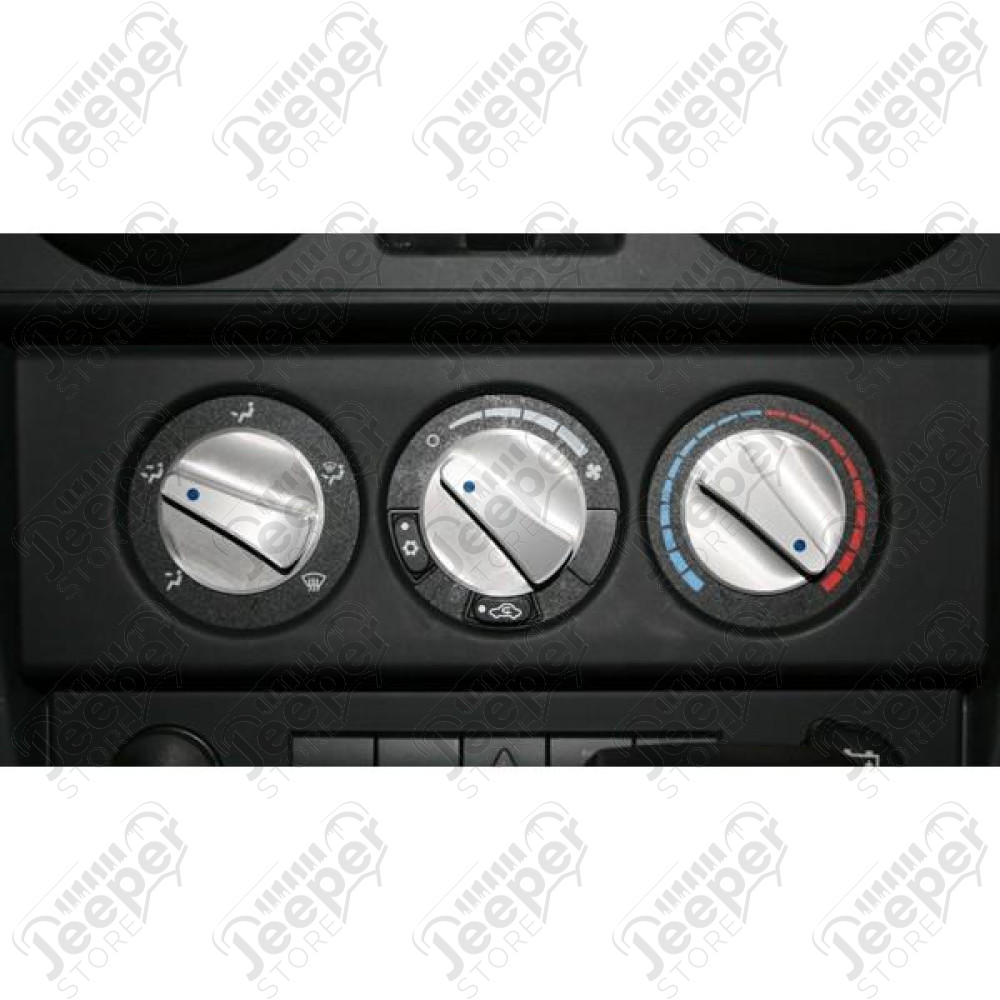 Dash Knob Kit, Climate Control, Aluminum, Blue; 07-10 Jeep Wrangler JK