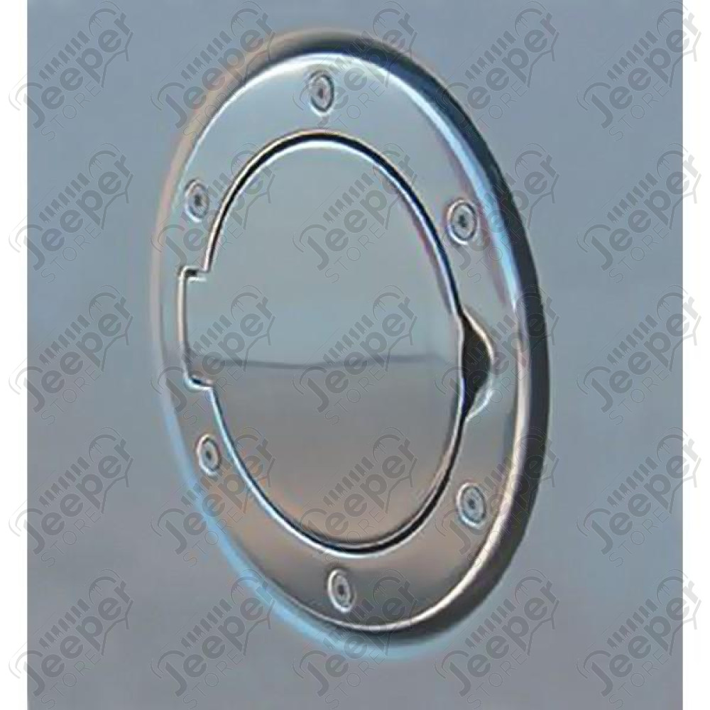 Gas Cap Door, Non-Locking, Polished Aluminum; 97-06 Jeep Wrangler TJ