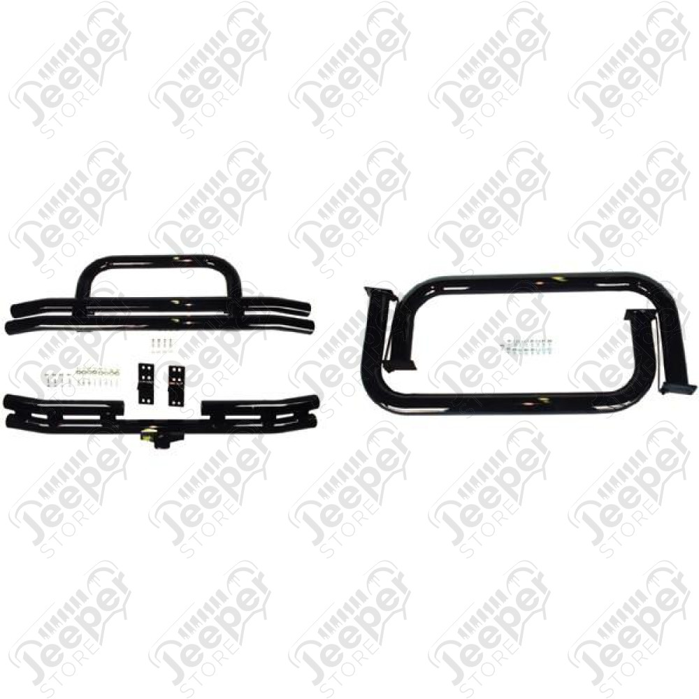 Tube Bumper Kit, 3 Inch, Side Steps, Black; 76-83 Jeep CJ5