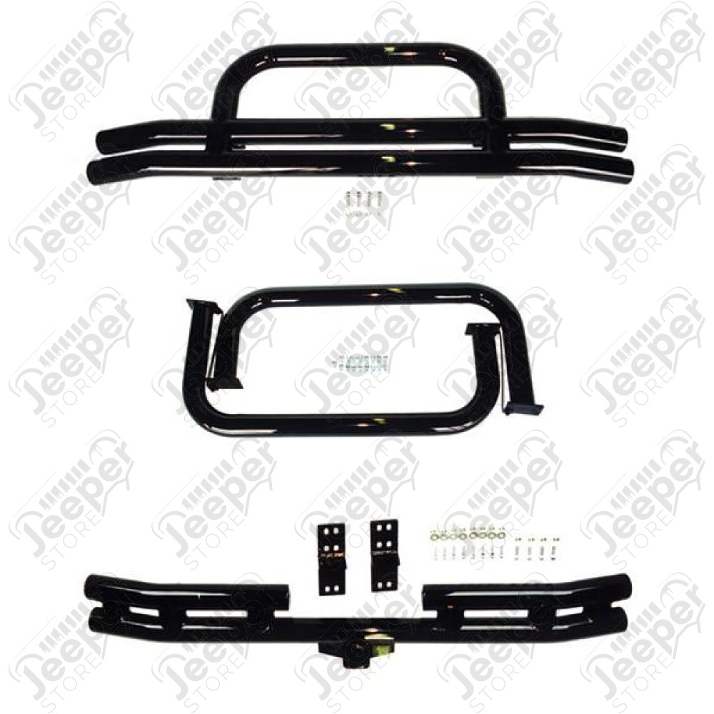 Tube Bumper Kit, 3 Inch, Side Steps, Black; 76-86 Jeep CJ7/CJ8