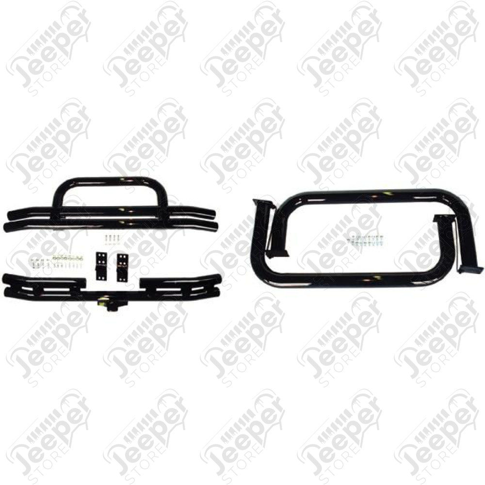 Tube Bumper Kit, 3 Inch, Side Steps, Black; 87-06 Jeep Wrangler YJ