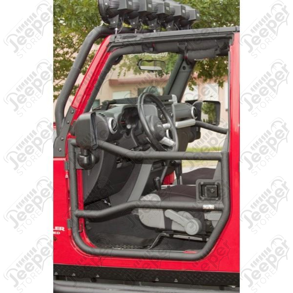 Tube Doors, Front, Textured Black; 07-18 Jeep Wrangler JK