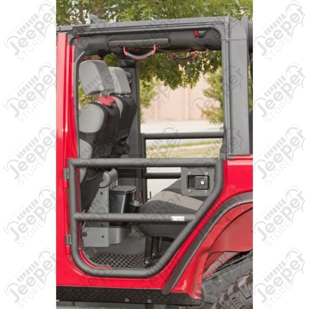 Tube Doors, Rear, Textured Black; 07-18 Jeep Wrangler JKU