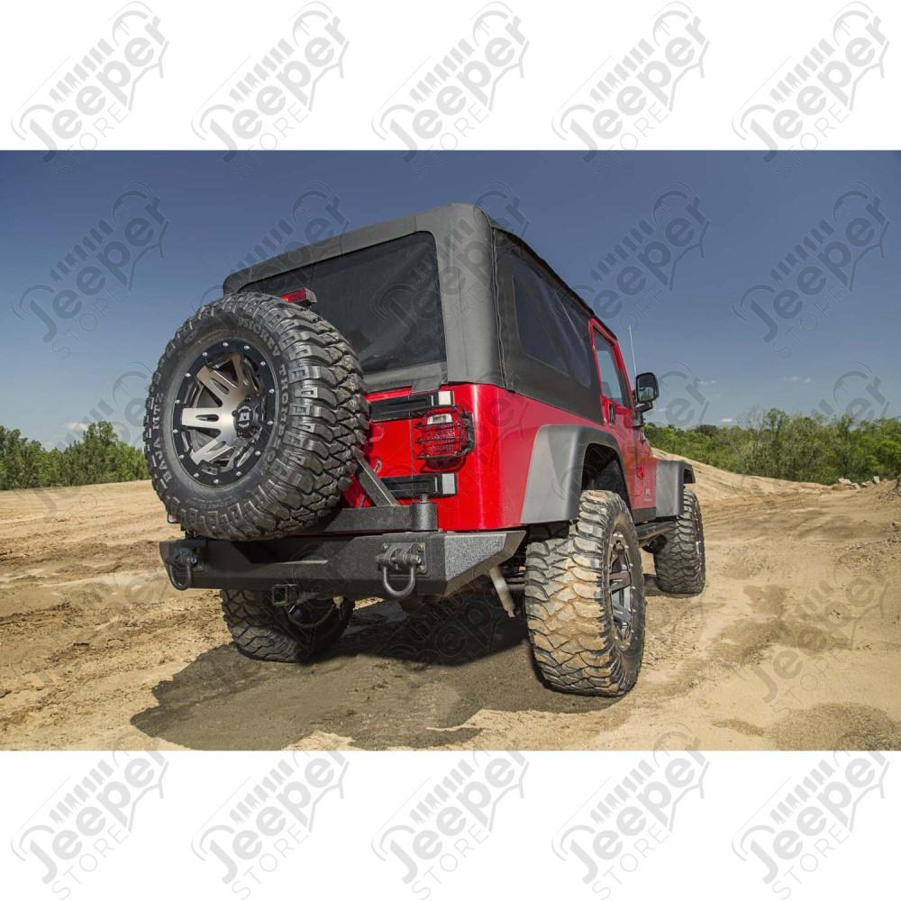 Porte roue de secours pour pare chocs arrière Rugged Ridge XHD pour Jeep CJ5, CJ7, CJ8, Wrangler YJ et TJ - 11546.42 / 11546-42 / 1154642