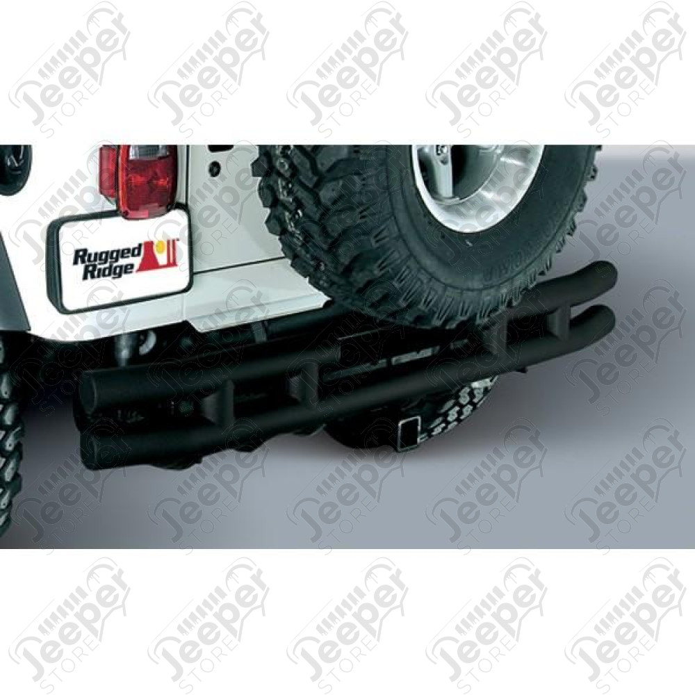 Double Tube Bumper, Rear, 3 Inch, Hitch; 55-86 Jeep CJ