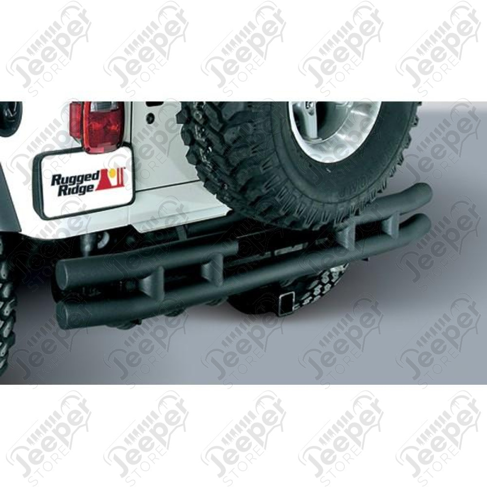 Double Tube Bumper, Rear, 3 Inch, Hitch; 87-06 Jeep Wrangler YJ/TJ