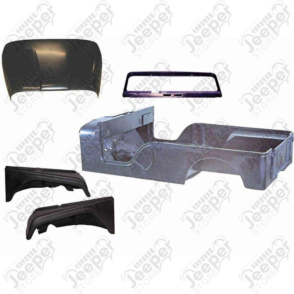 Body Tub Kit, Reproduction, Steel; 55-68 Jeep CJ6