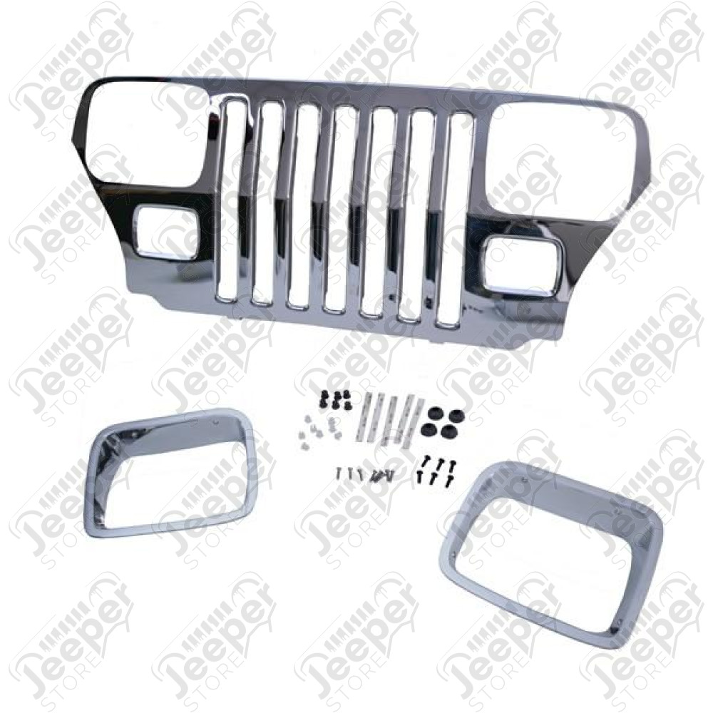 Grille Overlay, Chrome; 87-95 Jeep Wrangler YJ