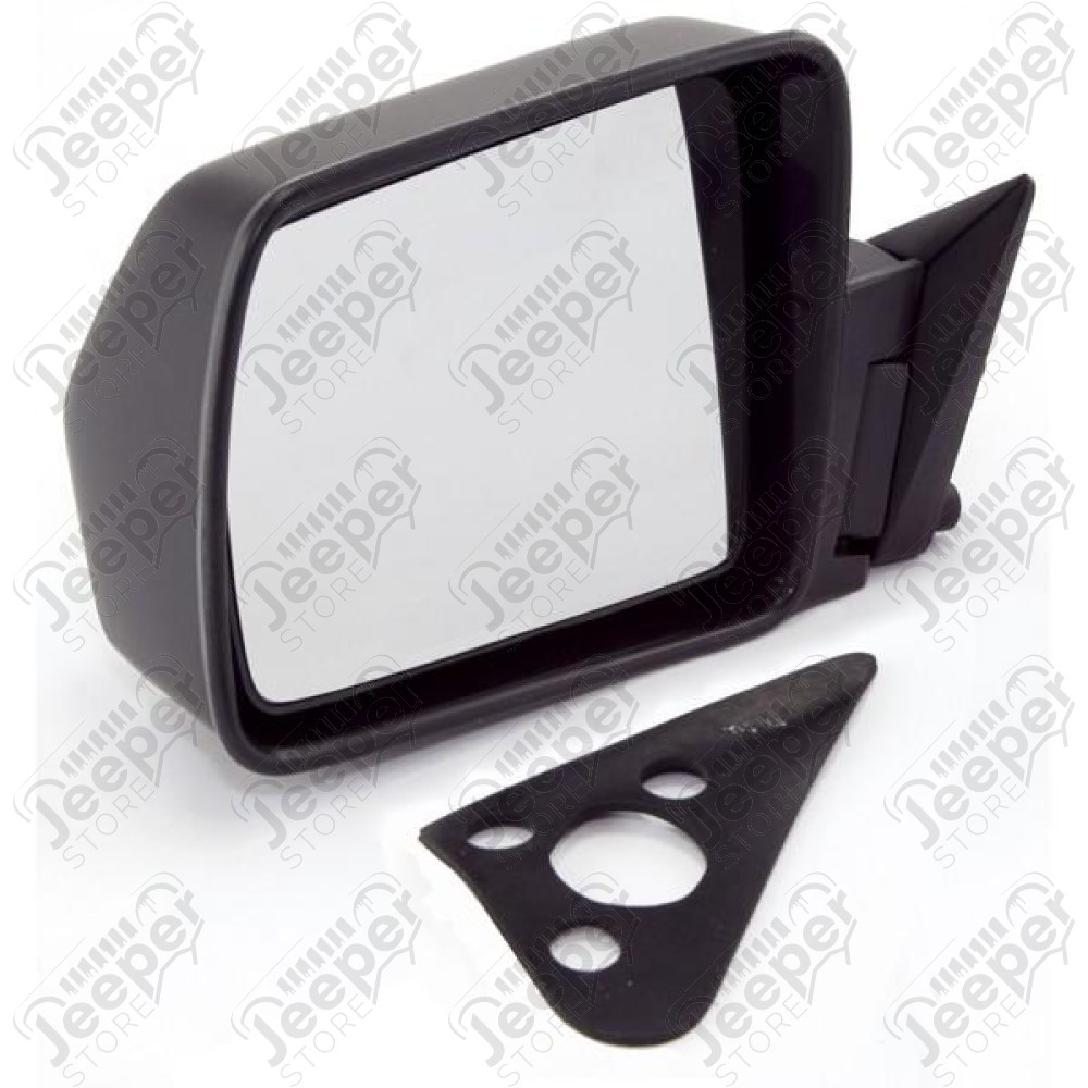 Door Mirror, Left, Manual, Black; 84-96 Jeep Cherokee XJ