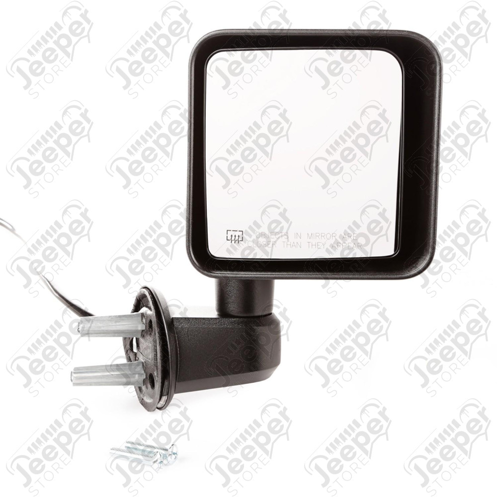 Door Mirror, Right, Power, Heated, Black; 15-18 Jeep Wrangler JK