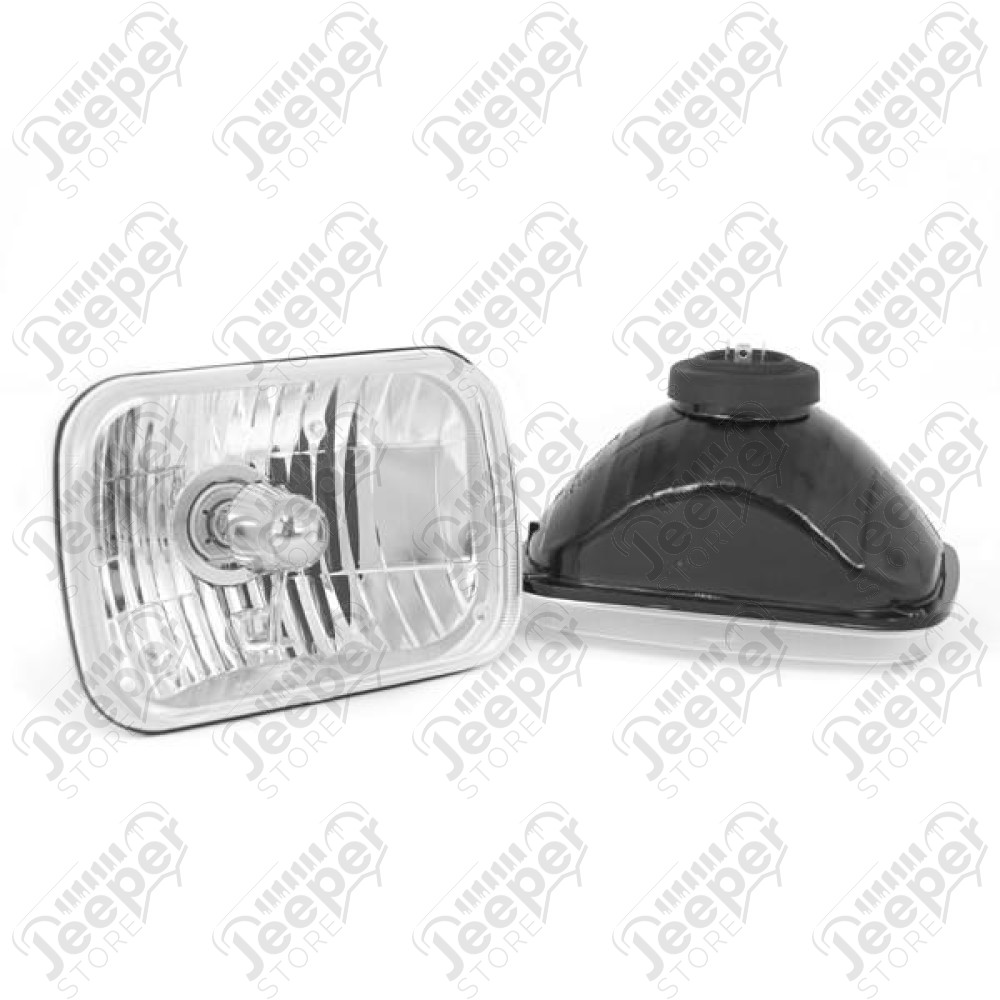 Headlight Kit, Crystal H2, Rectangular; 65-06 Jeep CJ/Wrangler TJ